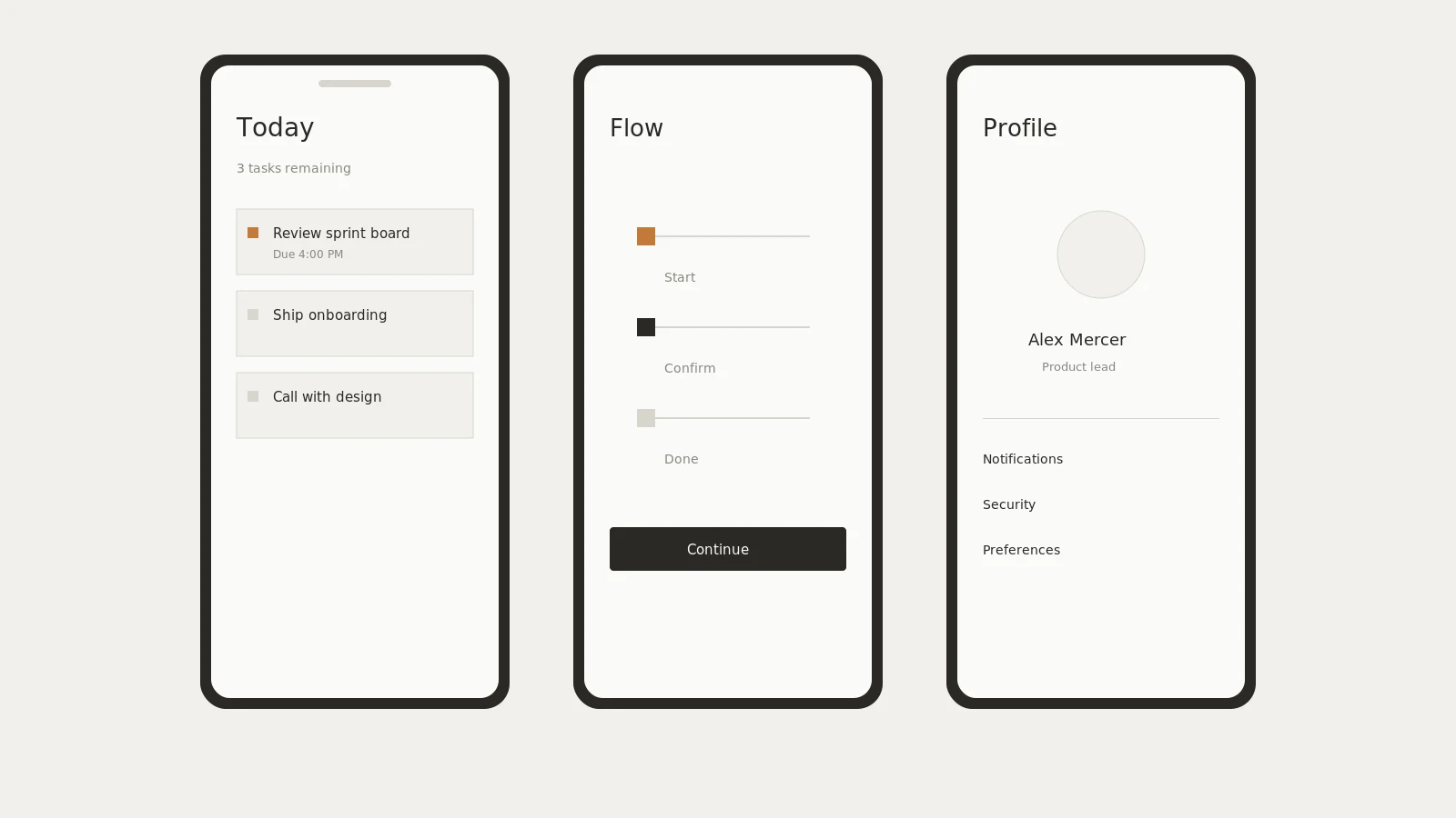 Mobile app interface